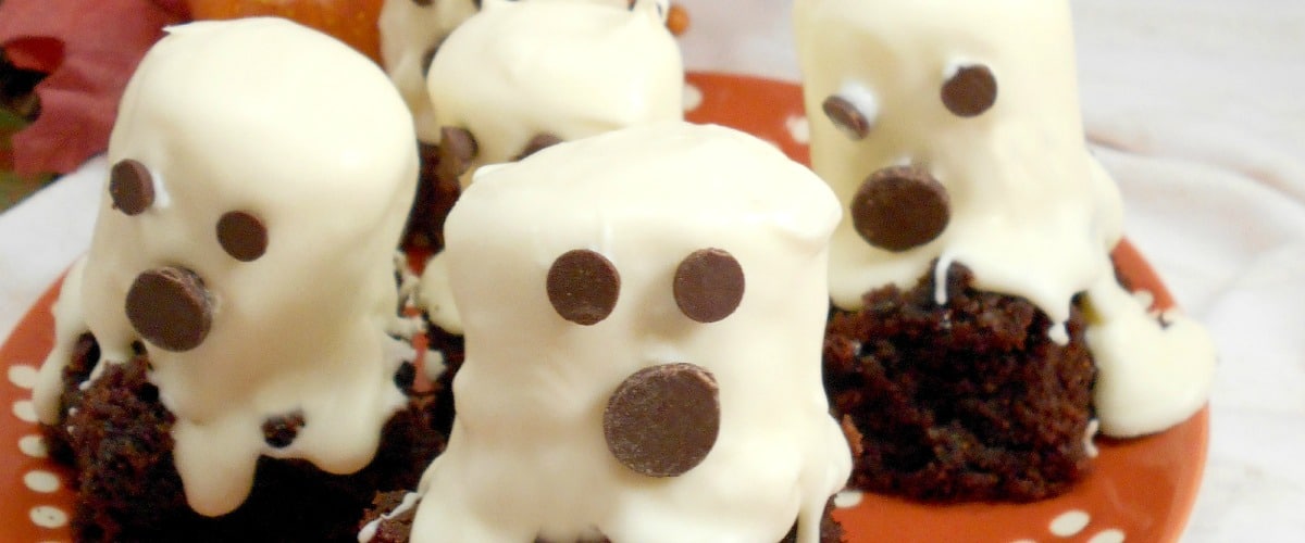 Spooky Ghost Brownies (made with barley flour)