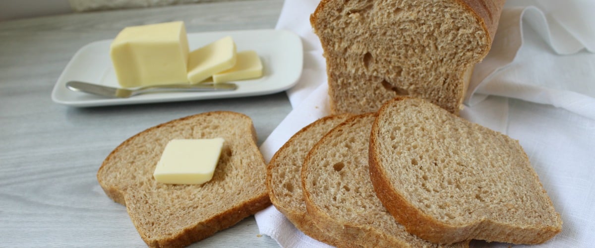 sprouted whole wheat bread with butter